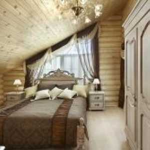 Спална соба внатрешни работи во дрвена куќа